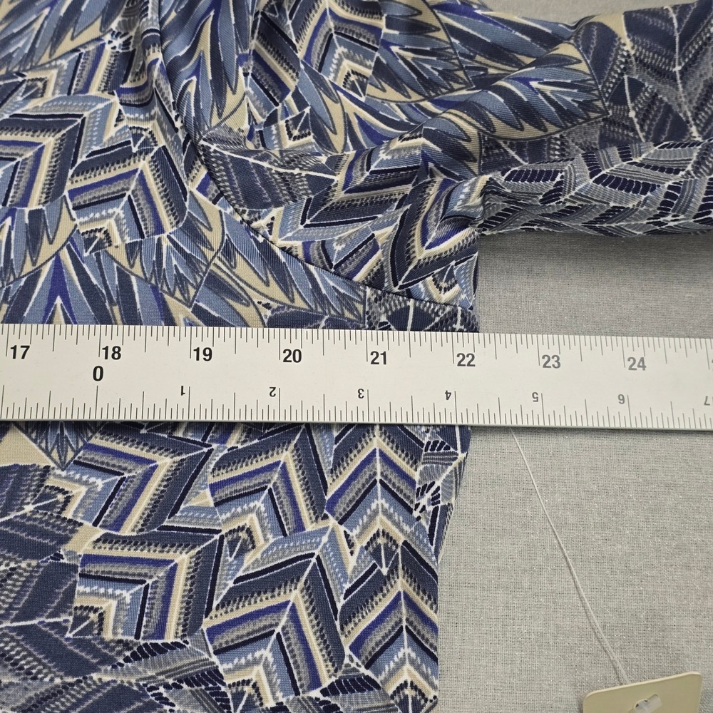 Sunny Leigh Feather Denim Print Dress Womens XL Blue A-Line Art deco - Picture 5 of 9